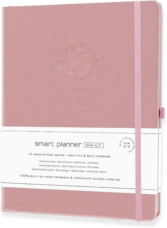 Smart Daily Planner - Achieve Goals & Increase Productivity, Time Management & Happiness - Weekly Monthly Day Planner with Gratitude Journal, Hardcover, Undated Business Planner