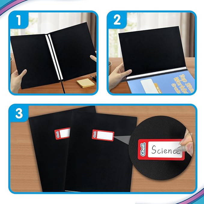 Chell Black Fabric Jumbo Book Covers 9"x11", Book Sox Up to 10"x12.5", Textbook Covers, Stretchable and Reusable Book Protector, Pack of 6