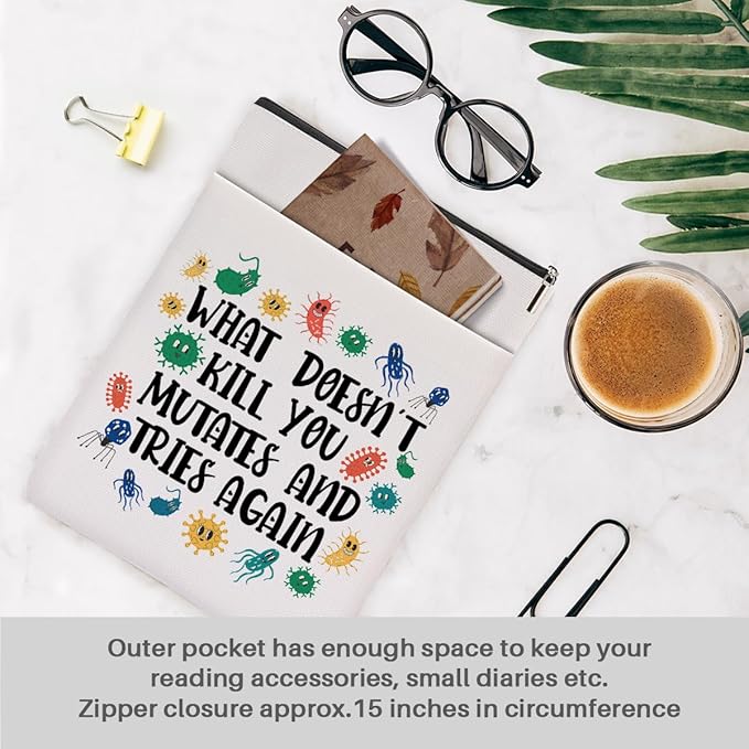 Book Themed Gifts Waterproof Book Sleeve Book Pouch Funny Reading Gifts Science Teacher Gifts for Women Sister Book Covers for Paperbacks Book Accessories Book Protector with Zipper and Front Pocket