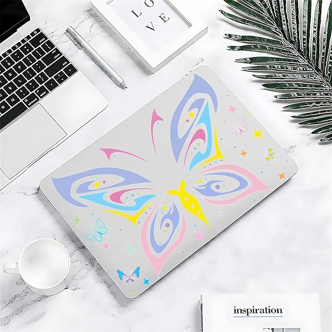 Compatible with MacBook Air 13.6 Inch Case 2024 2023 2022 Release Model A3113 M3 A2681 M2, Colorful Butterfly Hard Plastic Shell Cover Case