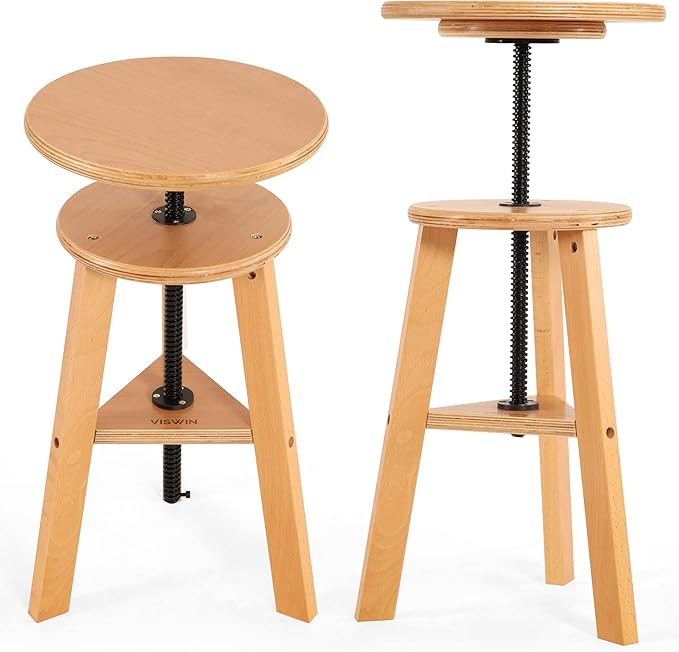 VISWIN 19"-26" H Wooden Adjustable Height Stool, Beech Wood Artist Stool for Drafting, Painting Stool for Artists, Adults, Wood Chair for ArtStudio, Bar, Kitchen, Home Use, Office
