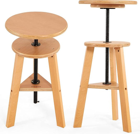 VISWIN 19"-26" H Wooden Adjustable Height Stool, Beech Wood Artist Stool for Drafting, Painting Stool for Artists, Adults, Wood Chair for ArtStudio, Bar, Kitchen, Home Use, Office
