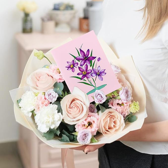 Pop Up Flower Greeting Card - Mothers Day Cards for Mom, Wive and Grandmother - Pop Up Card for Birthday, Thank Yous, Get Well or Any Occasion
