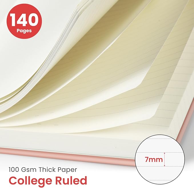 Lined Spiral Journal Notebook for Women & Men, 140 Pages, College Ruled Hardcover Notebook for Work & Note Taking, Journals for Writing, A5(6"x8") - Pink