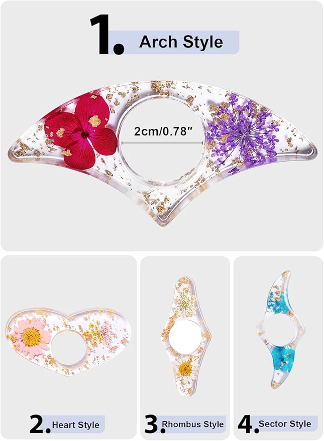 4 Pieces Dried Flower Resin Book Page Holder Transparent Thumb Ring Page Holder Handmade Personalized Flower Resin Bookmark Reading Accessories Gift for Teachers Book Lovers (Colorful A)