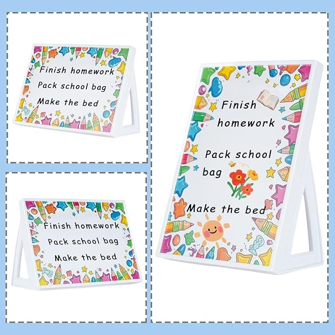 Desktop Whiteboard with Pre-Set Designs, Small White Board Dry Erase for Desk, Mini Dry Erase Board 8.5" x 6", Compact Desktop Whiteboard for Kids (Pencil)