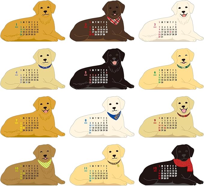 Greeting Life 2025 Calendar Animal Die Cut Retriever Tabletop C-1634-ET