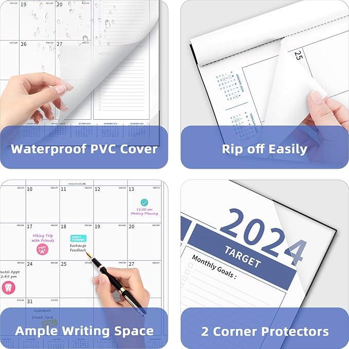 Ospelelf Desk Calendar 2024-2025 Large 22'' x 17'' Calendar 2024 Monthly Desktop Calendar, 18 Month Calendar, Use July 2024 - Dec 2025