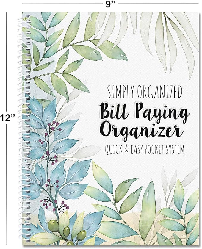 The Best Days Bill Paying Organizer Book - Personal Account book, 9" by 12 inch, Spiral-Bound, 14 Pockets, 32 Label Stickers, Bill Tracking