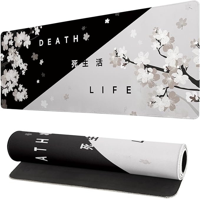 Extended Gaming Mouse Pad, Large Gaming Mouse Waterproof with Stitched Edges, Non-Slip Desktop Pad for Home and Office, Level Up Your 31.5x11.8 Inch… (Black and White Life)