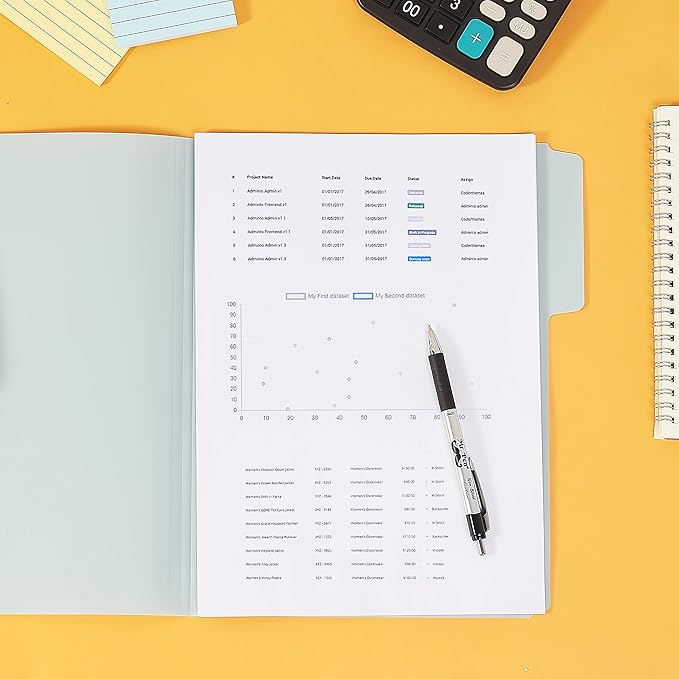 Mr. Pen- Pastel Poly File Folders, 1/3 Cut Tab, 6 Pack, Letter Size, Colored Letter Office Supplies File Folders