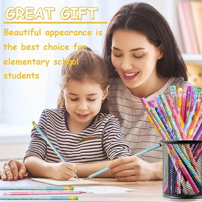 120 Pieces Scented Pencils for Kids Scented Pencils with Erasers Fruit HB Graphite Pencil for School Stationery Party Reward Supplies