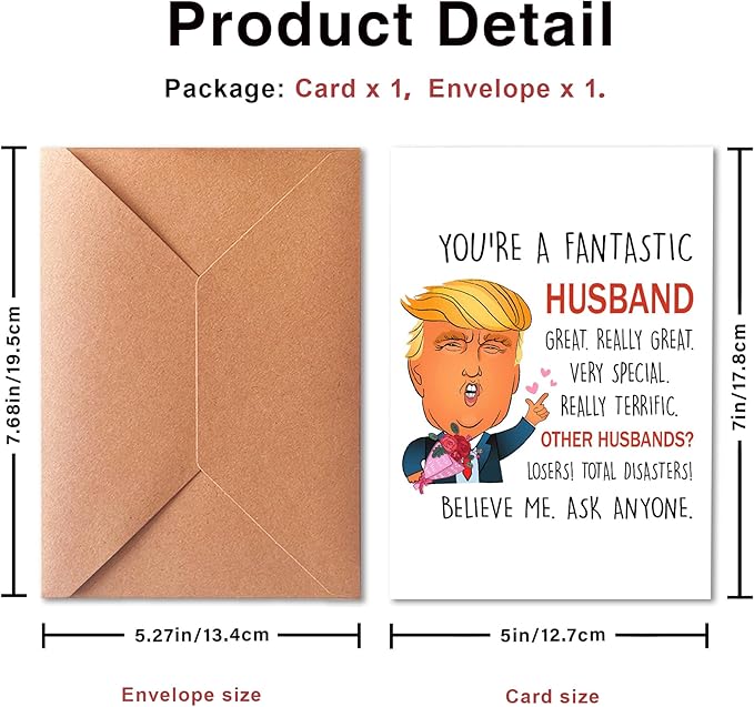 Funny Husband Birthday Cards, Humorous Husband Birthday Cards, Gifts for Husband, Beautiful Valentine’s Day Gifts for Him, Unique Anniversary Cards for Husband, Trump Love Cards