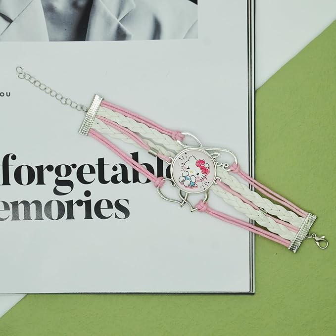 Cute Kitty Cat Crossbody Bag with Adjustable Shoulder Strap and Bracelet Charm, Kawaii Handbag with Zipper, Cat Wallet Purse Shoulder Bag Coin Pouch Accessories for Women Girls