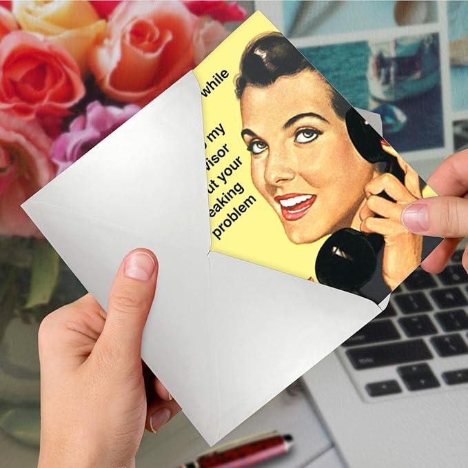 NobleWorks - Funny Work Anniversary Card with Envelope - Adult Greeting Card for Business Coworker, Woman Employees - Your Freaking Problem C4144ANG-WA