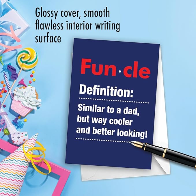 NobleWorks - 1 Funny Happy Birthday Notecard - Uncle Humor Greeting Card with Envelope - Funcle C7232BDG