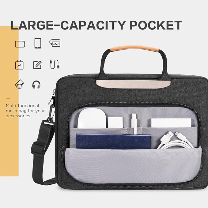 NIDOO Laptop Sleeve Shoulder Bag for 12.9" iPad Pro M1 M2 2022/13" 13.6" MacBook Air M2 / 13 MacBook Pro M2 M1 / Surface Pro X 8 9 7+, Briefcase Handbag for 13.4" Dell XPS 13 Plus / 12.4" Galaxy Tab