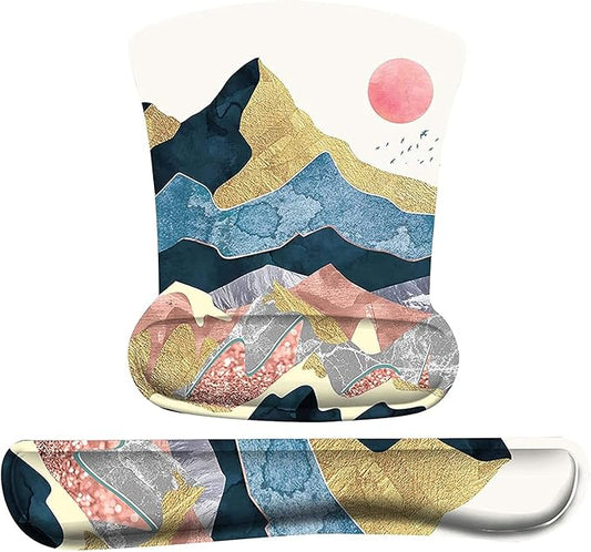 iCasso Keyboard Wrist Rest and Mouse Wrist Rest Pad, Made of Memory Foam, Ergonomic Support, Easy Typing and Relieve Wrist Pain, Perfect for Gaming, Computer, Office, Laptop (N-Abstract Scenery)