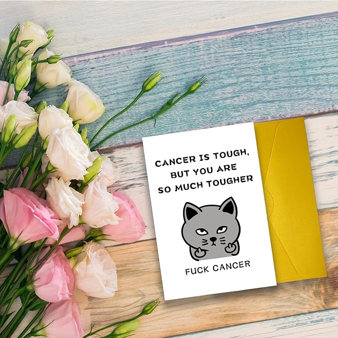 Funny Fuck Cancer Encouragement Fell Better Card Gift, Cute Cancer Get Well Support Card for Him Her, Sympathy Thinking of You Gift