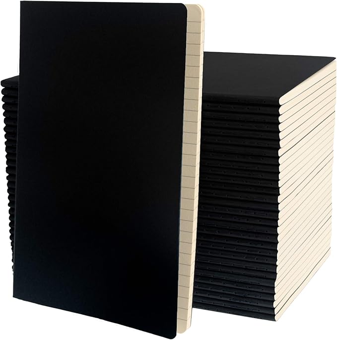 Simply Genius A5 Notebooks for Work, Travel, Business, School & More - College Ruled Notebook - Softcover Journals for Women & Men - Lined Note Books with 92 pages, 5.5" x 8.3" (Black, 30 pack)