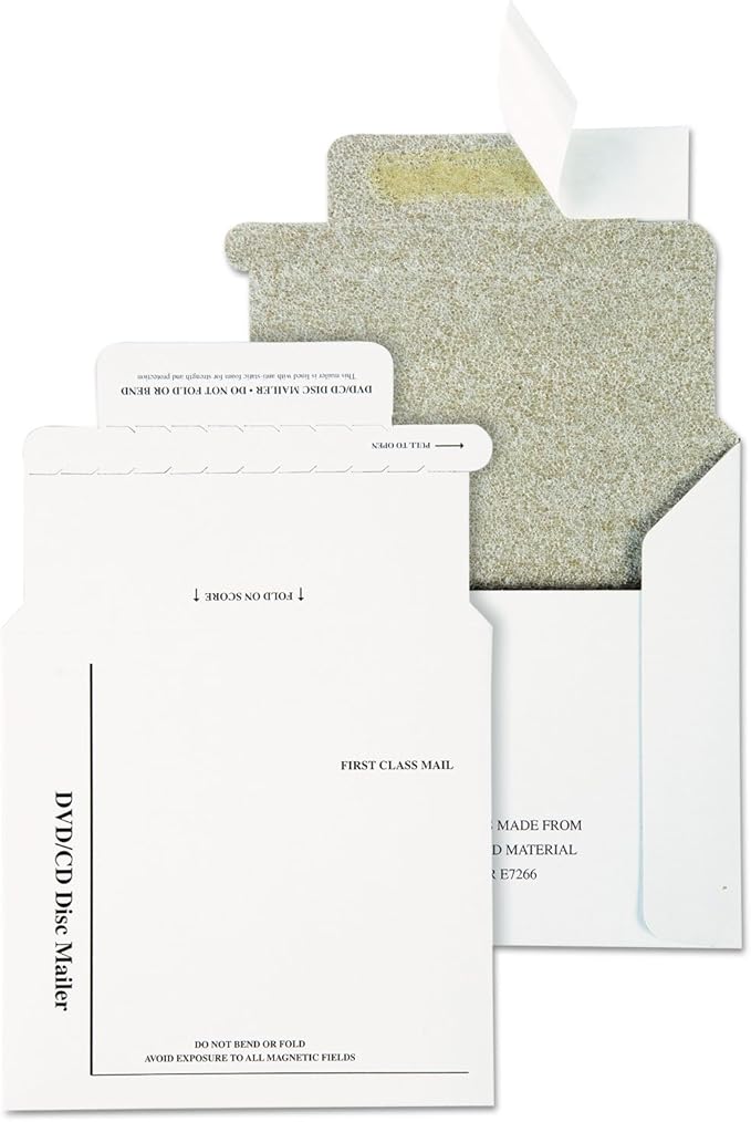 Quality Park QUAE7266 Recycled Multimedia/CD Mailers, Foam-Lined, 5x5, 25/Box White