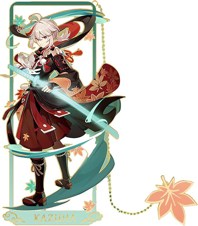 Kaedehara Kazuha Bookmark with Chain Original Genshin Impact Metal Bookmark - Collect All Your Favorite Characters!
