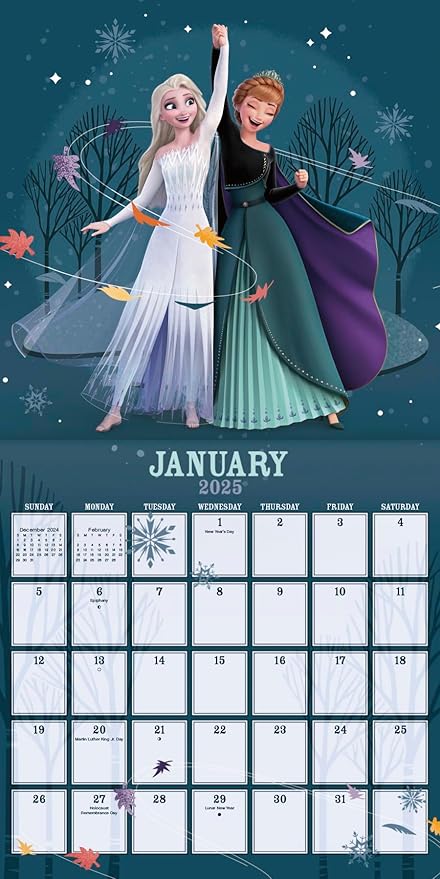 Disney Frozen Calendar 2025 - Deluxe 2025 Anna and Elsa Mini Calendar Bundle with Over 100 Calendar Reminder Stickers (Frozen Gifts, Office Supplies)