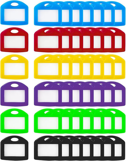 Uniclife 48 Pcs Key Cap Tags 1 Inch Key Covers Protectors with Blank Paper Labels and Clear Windows Soft Key Identifiers for Standard Regular Thin Flat House Keys (Not for Odd-Shaped Keys), 6 Colors