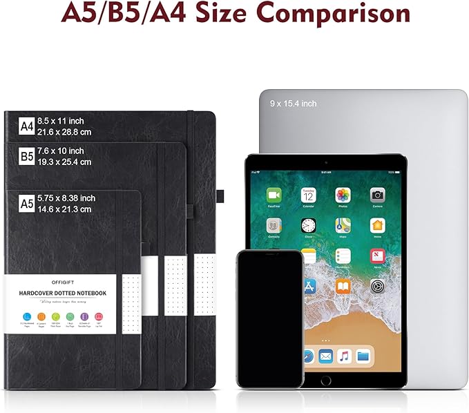 Bullet Dotted Journal, Large A4 Hardcover Leather Journal, 312 Numbered Pages Thick Journal, 100gsm No Bleed Paper Dot Grid Notebook for Women Men, 8.5'' × 11'', Burgundy