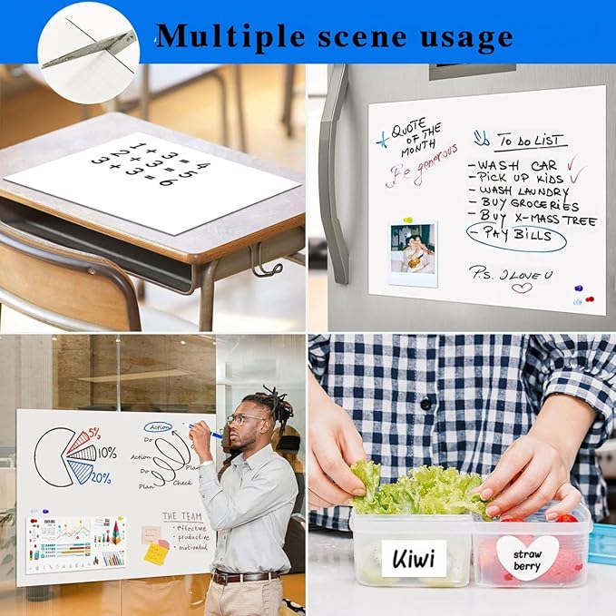 Magnetic Whiteboard Contact Paper, 18" x 24" Stick on Magnetic Dry Erase White Board Sticker on Wall, Easy to Write for Kids Drawing, School, Office, Kitchen Fridge