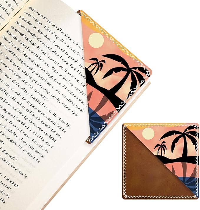 Personalized Leather Bookmarks, Fun & Cute Book Accessories for Reading Lovers, Unbreakable Page Markers for Women Men Girls Boys Student Teacher Kids Retirement Birthday Gifts (Coconut Tree)