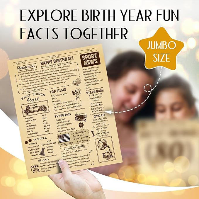 Funny 50th Birthday Card for Women Men, 3D Pop Up 50th Birthday Decorations for Her Him, Happy 50th Birthday Gifts for Mom Dad, Jumbo 50 Year Old Birthday Card, Review of 1975, Classy (8"x10")