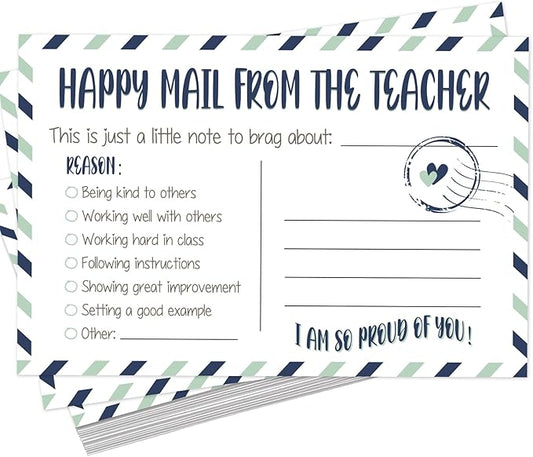 LOVEDMORE Happy Mail from Teacher to Students Incentive Cards, Teacher Mail for Elementary Classroom Rewards