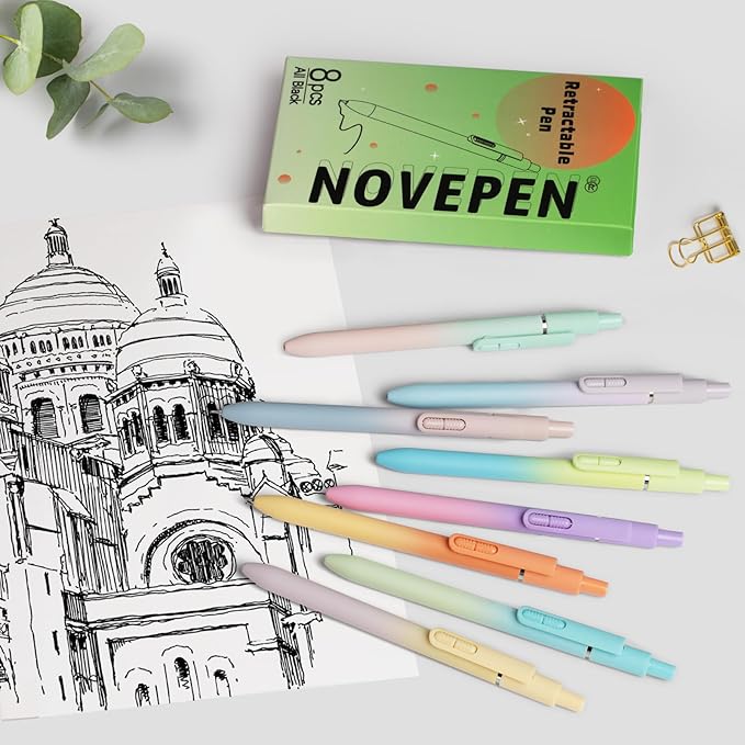 8 Pcs Gel Pens, 0.5mm Quick-dry Black Ink Pens Fine Point Smooth Writing Pens, High-End Series Pens for Journaling Note Taking, Cute Office School Supplies Gifts for Women Men