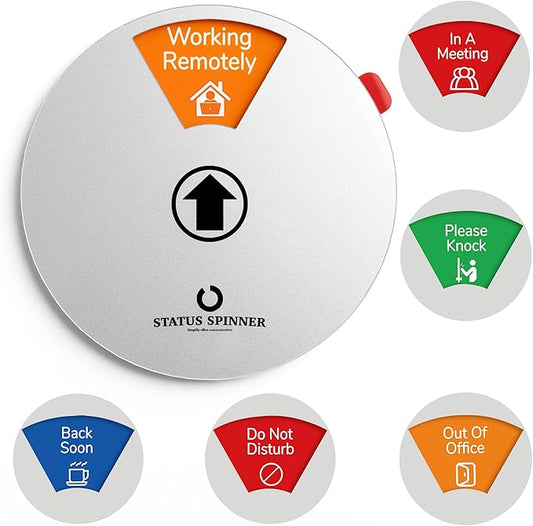 Out Of Office Sign for Door, 6 Options Status Private Sign, In a Meeting, Do Not Disturb, Working Remotely, In Out Sign Available and Away