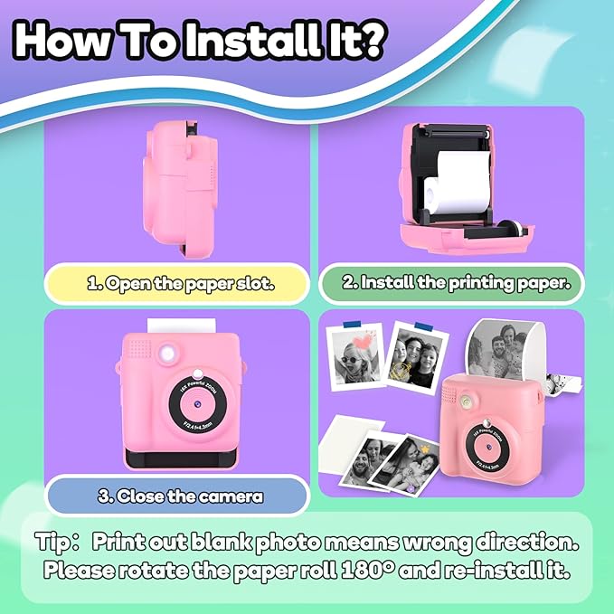 Printer Paper,6 Rolls for Kids Instant Print Camera,HD Printing Thermal Print Paper (6 Rolls)