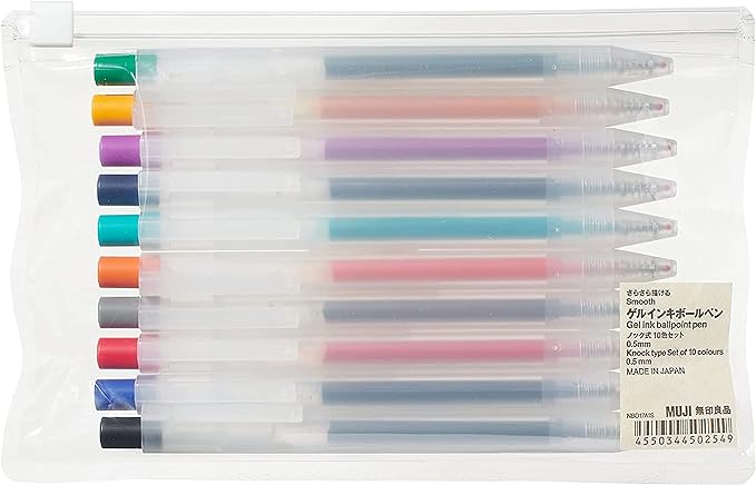 Muji Clear Ballpoint Gel Pen 0.5mm [10 colors SET] retractable