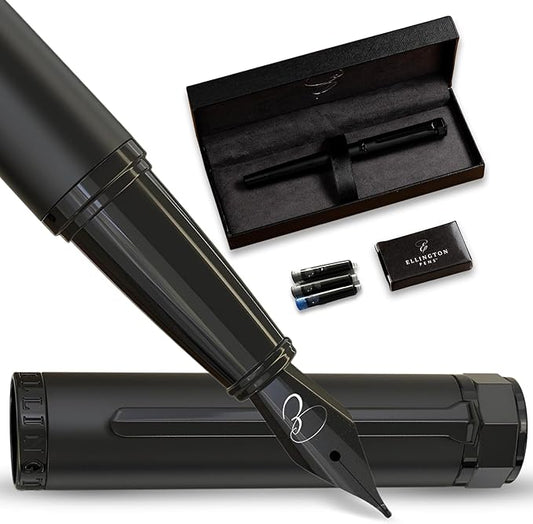 Luxury Fountain Pen Set- Fountain Pens for Writing - Smooth Extra Fine Nib - Includes Refillable Ink Converter, 3 Ink Cartridges [Black & Blue], Gift Box - Elegant Calligraphy