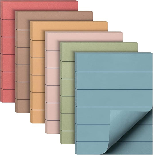 Mr. Pen- Lined Sticky Notes, 1.5"x 2", 6 Pads, 60 Sheets/Pad, Vintage Colors, Small Sticky Notes with Lines, Sticky Note Pads, Sticky Pads, Mini Sticky Notes Lined, Mr Pen Sticky Notes Small