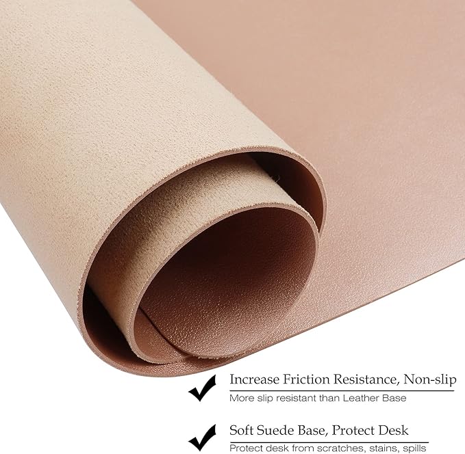 Boutilon Leather Desk Pad 30" x14",Non-Slip Mouse Pad,Office Desk Mat,Waterprooft PU Leather Desk Blotter,Desk Pad Protector,Desk Writing Pad for Home Office Decor (M-Champagne)