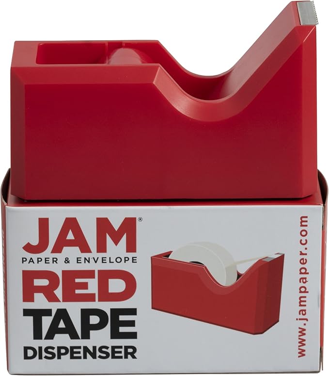 JAM PAPER Colorful Desk Tape Dispensers - Red - Sold Individually