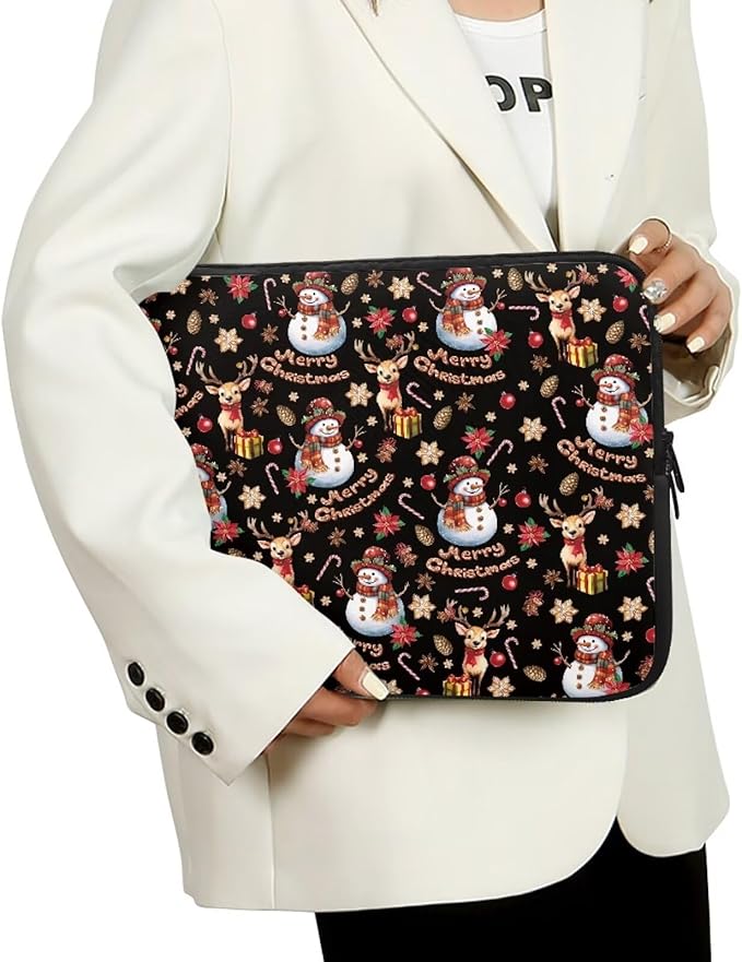Christmas Snowman Laptop Sleeve for Women 12 inch Laptop Protector with Multiple Uses Computer Carrying Case Portable Tablet Bag Lap Top Case Men Laptop Protector