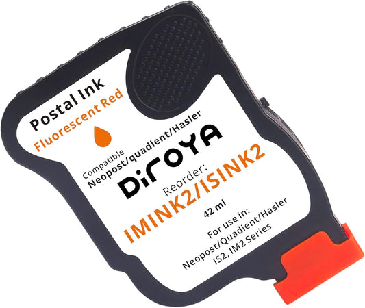 ISINK2 Fluorescent Red Ink Cartridge for Neopost IS-200, IS-240, IS-280, Quadient Hasler IM-200, IM-240, IM-280 Franking Machines, 42ml, 4200 Impressions, 4145144H