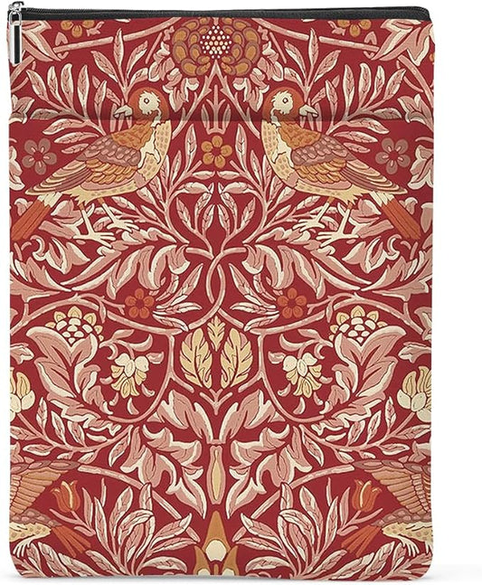 Retro Floral Bird Book Sleeve Book Cover Classic Flower Book Protector with Zipper Christmas Birthday Book Club Gifts Book Accessories for Women Bestie Mom Librarian Girls Bookish Book Lovers Gifts