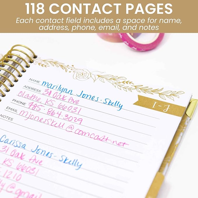 bloom daily planners New Address Book with Alphabetical Tabs - Hardcover Contact Book & Password Book Organizer for Addresses, Phone Numbers, Birthdays & Anniversaries (6” x 8.25”) - Marble