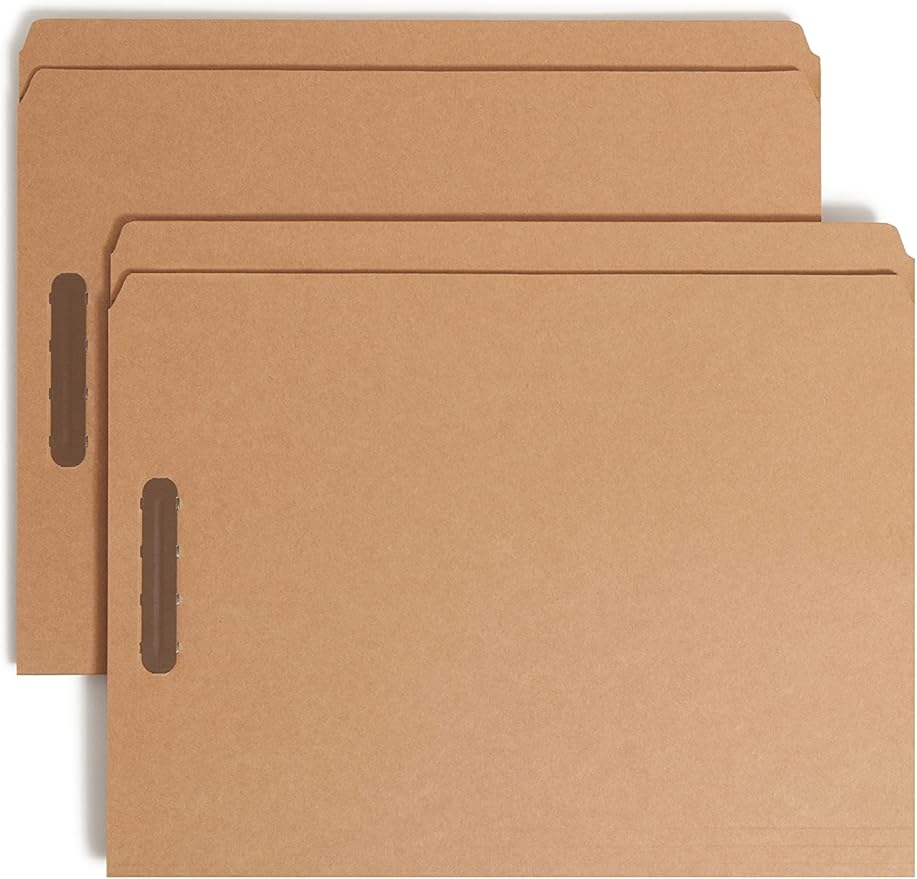 Smead Fastener File Folder, 2 Fasteners, Reinforced Straight-Cut Tab, Letter Size, Kraft, 50 per Box (14813), Brown