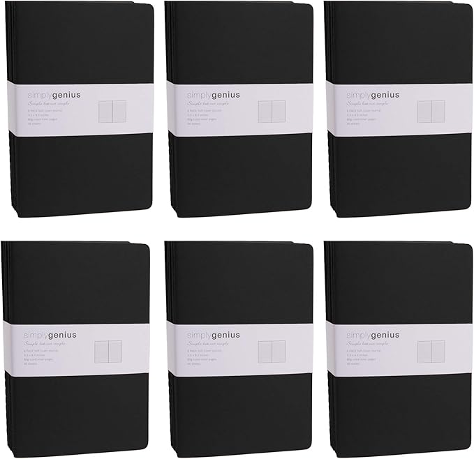 Simply Genius A5 Notebooks for Work, Travel, Business, School & More - College Ruled Notebook - Softcover Journals for Women & Men - Lined Note Books with 92 pages, 5.5" x 8.3" (Black, 30 pack)