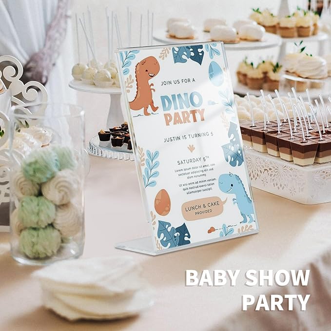 NIUBEE Slanted Back Acrylic Sign Holder 8.5 x 11 Inches, Clear Plastic Sign Holder Paper Display Table Stand for Office, Store, Restaurant (3 Pack)