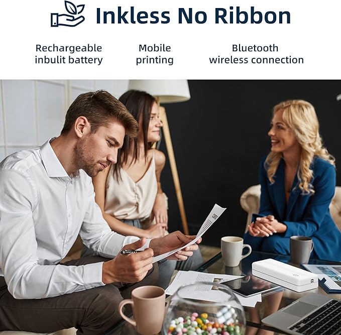 HPRT Wireless Portable Printer - Bluetooth Thermal Printer for Travel, Mobile Office, School, Home Compatible with iOS Android