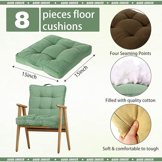 Gerrii 8 Pieces Floor Cushions for Kids Classroom Flexible Floor Seating Cushions Floor Pillows for Home School Kindergarten Daycare Nursery(Dark Color,Square)